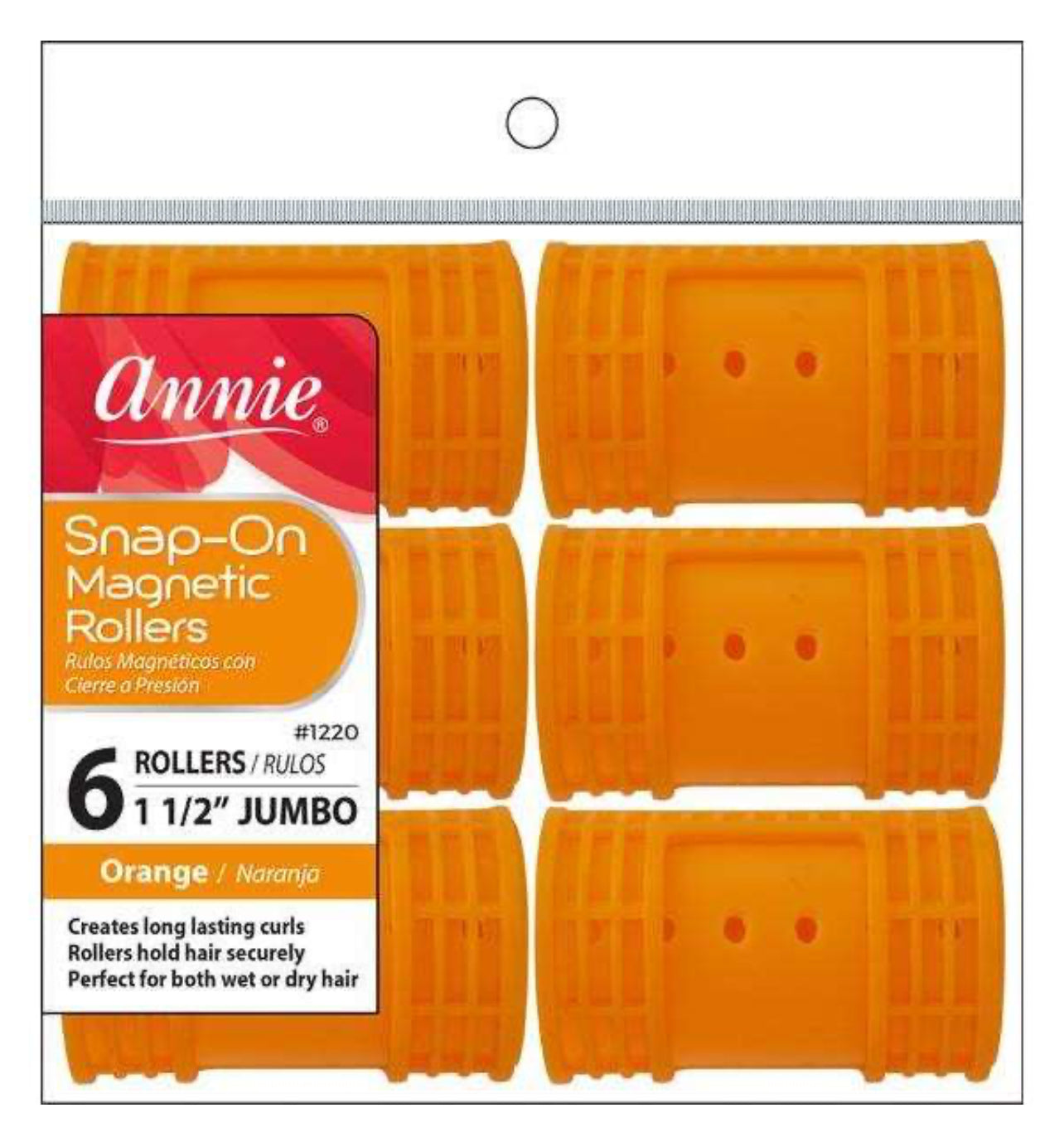 Annie Snap-On Magnetic Rollers Size Jumbo 6Ct Orange