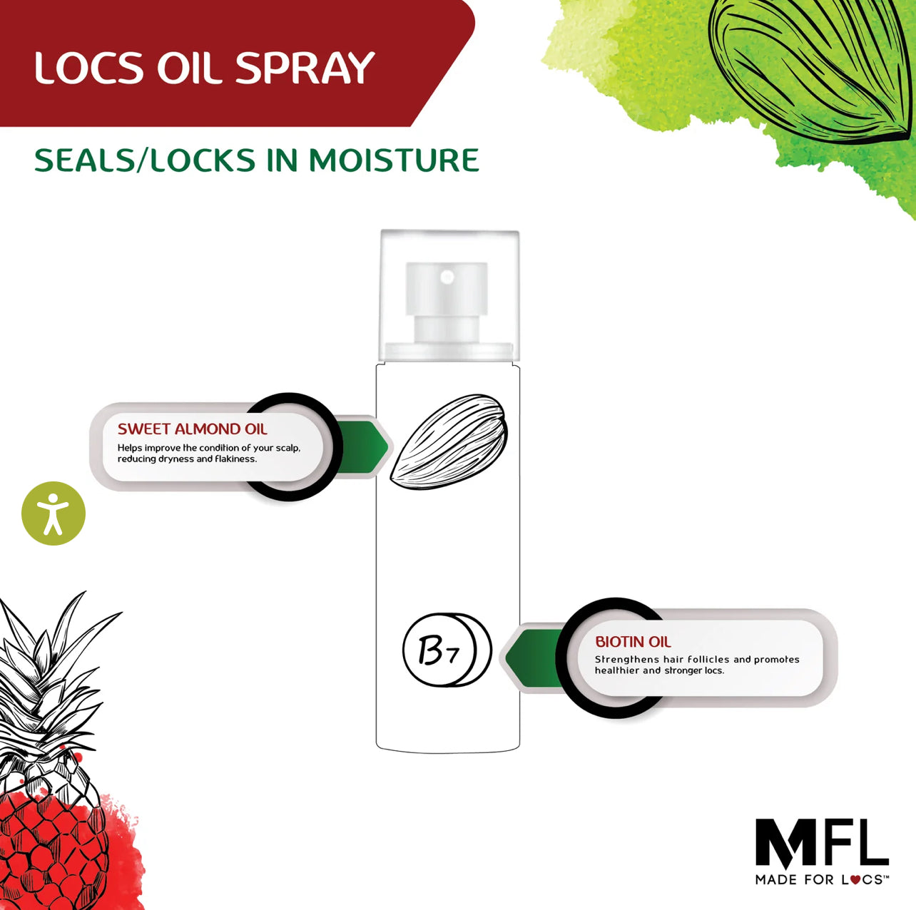 Locs Vegan Oil Spray - Pineapple