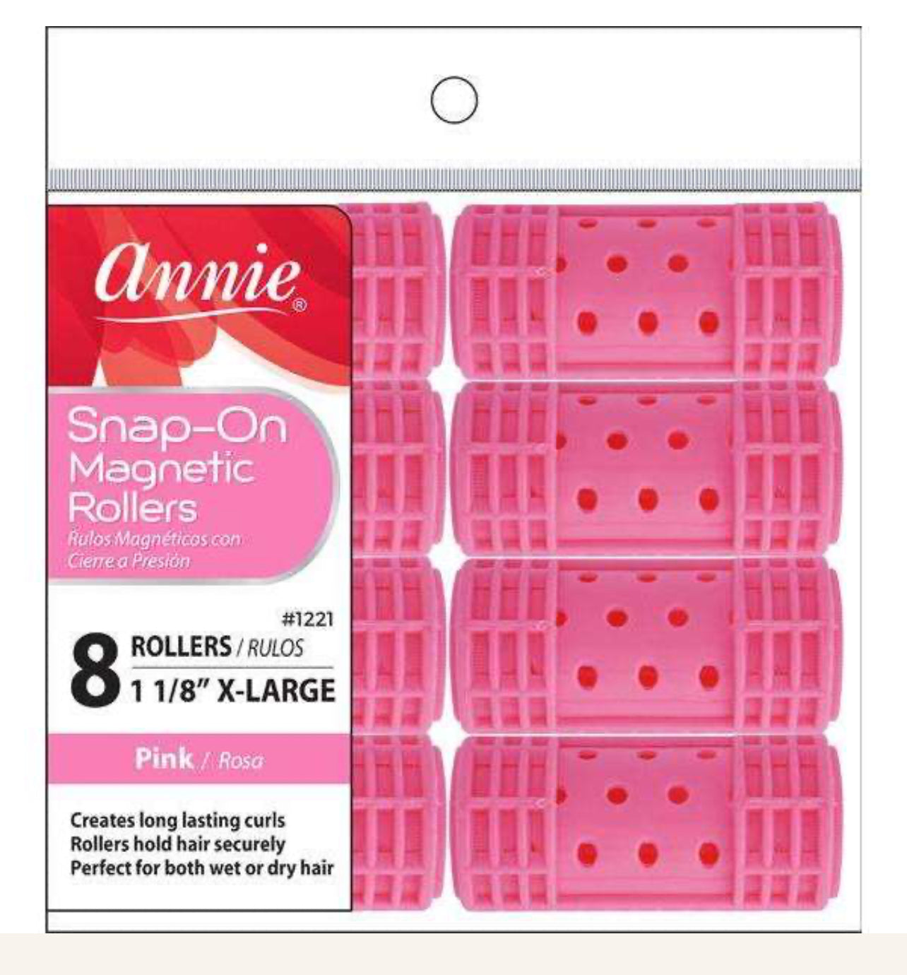 Annie Snap-On Magnetic Rollers Size XL 8Ct Pink
