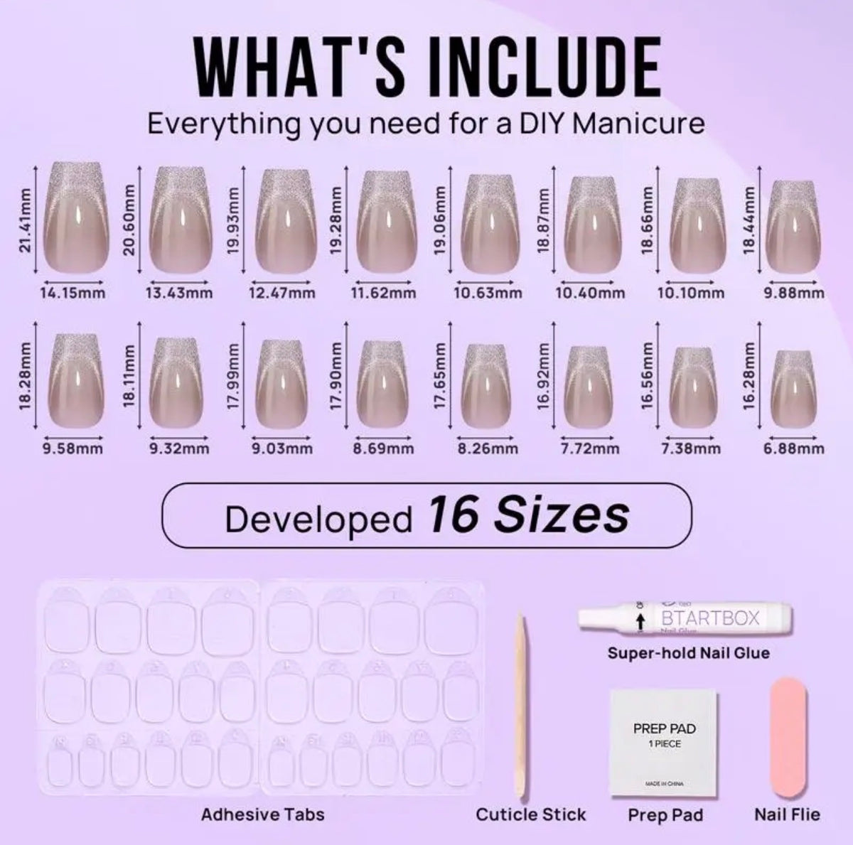 Cat Eye French Tip Press On Nails - Medium
Coffin Press on Nails