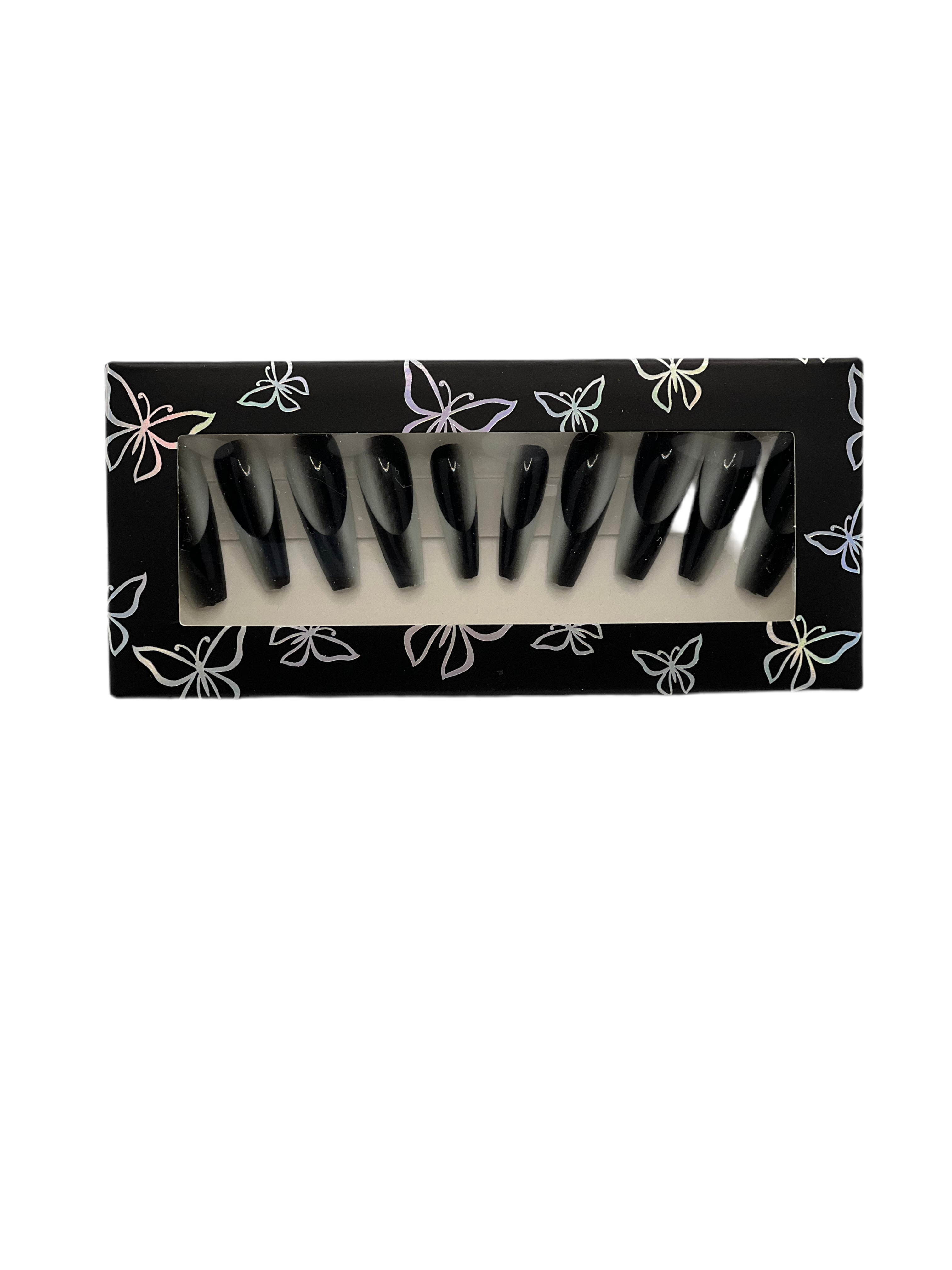 Black and Gray Press On Nails