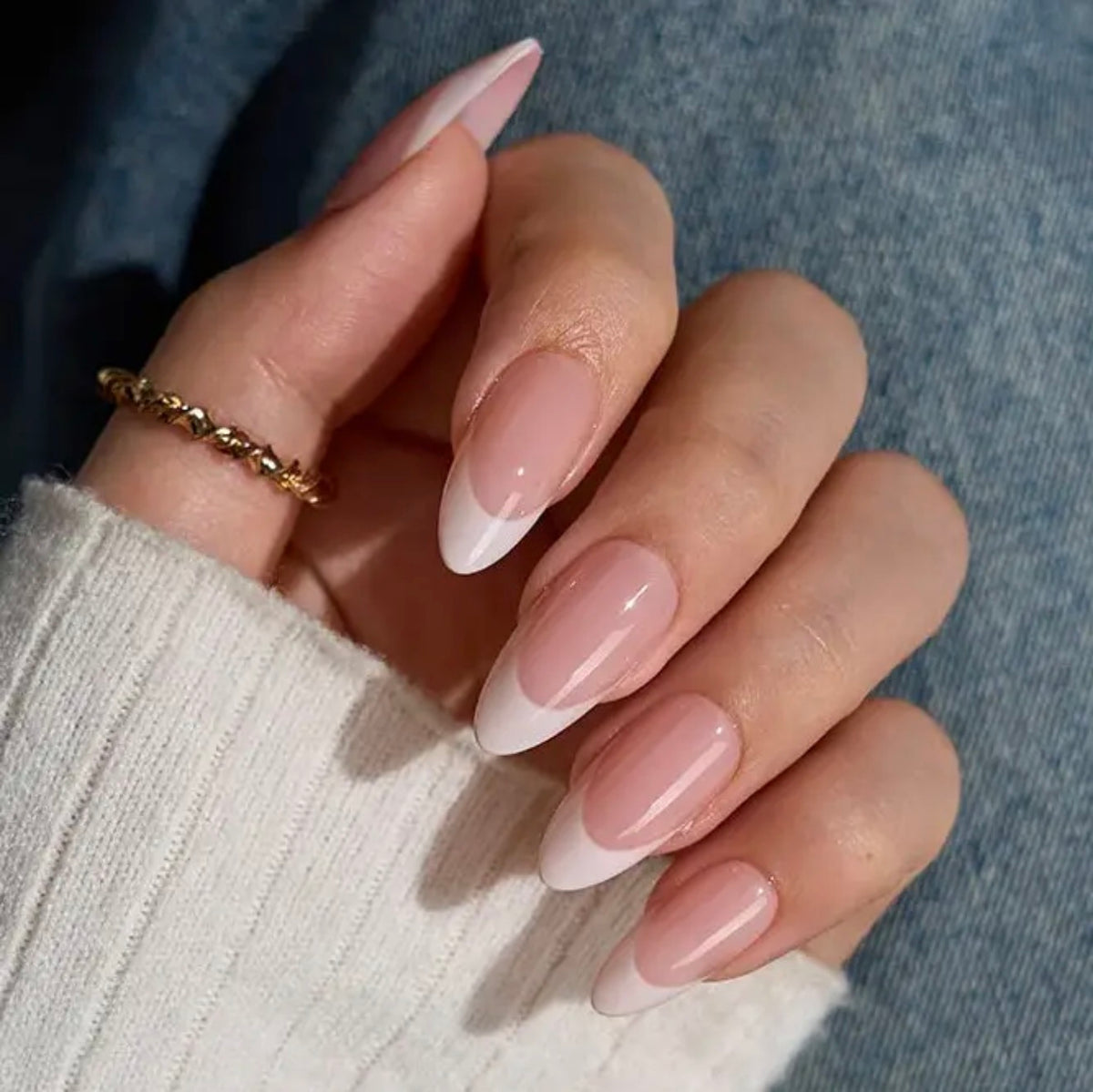 Medium Almond French Tip Nails