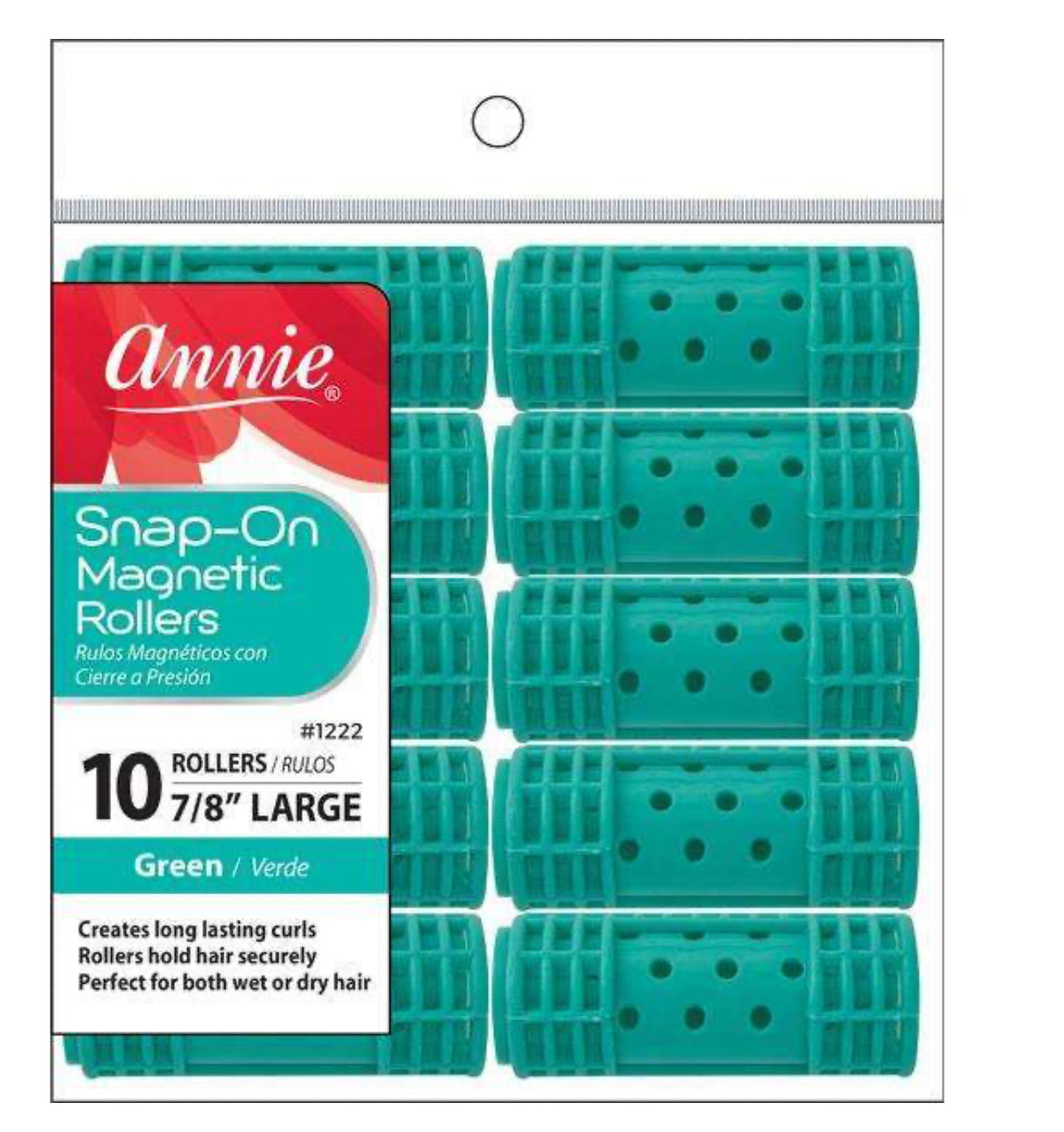 Annie Snap-On Magnetic Rollers Size L 10Ct Green