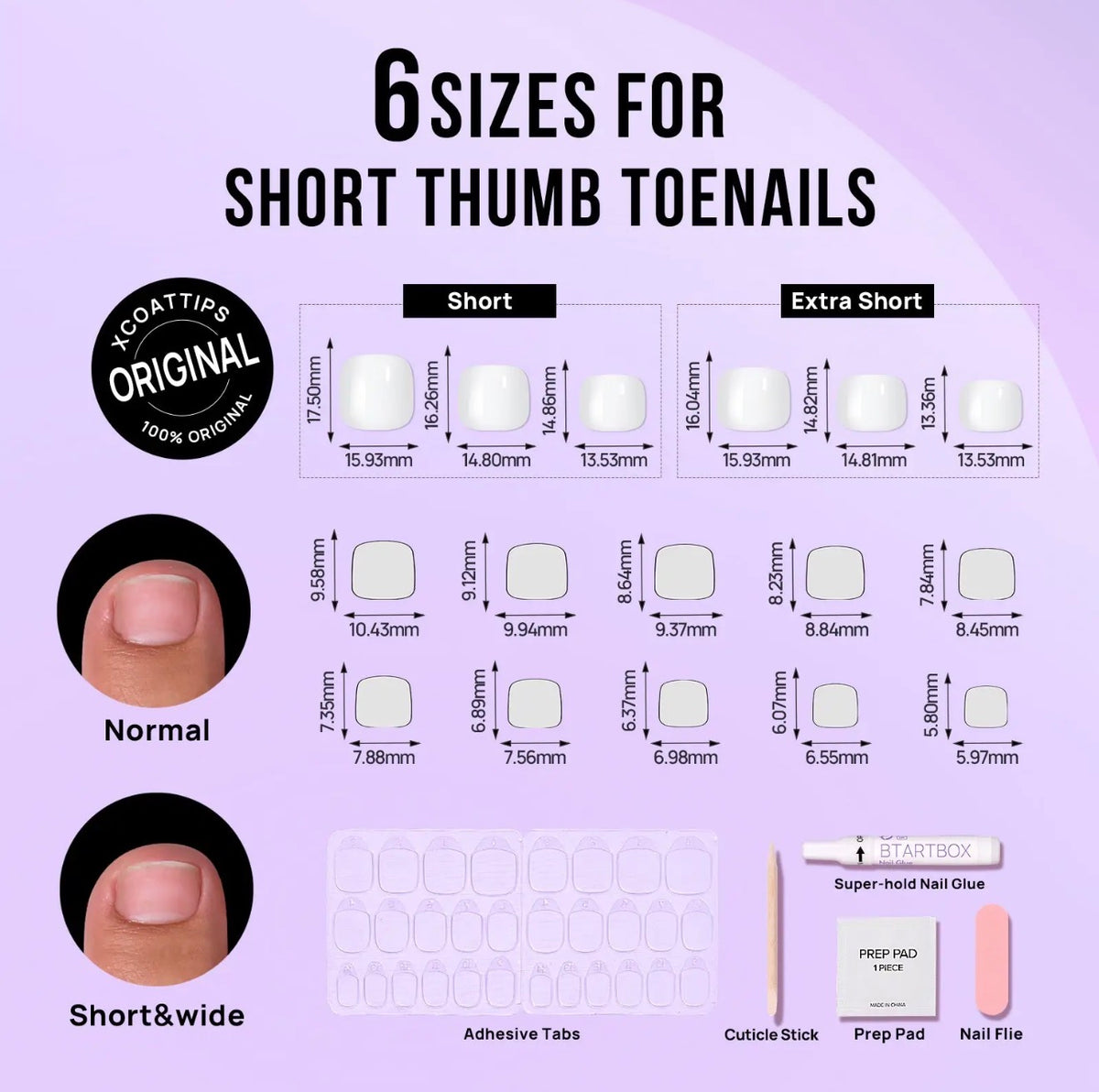 Btartbox Press On Toenails - White Short
Squoval Toe Nails