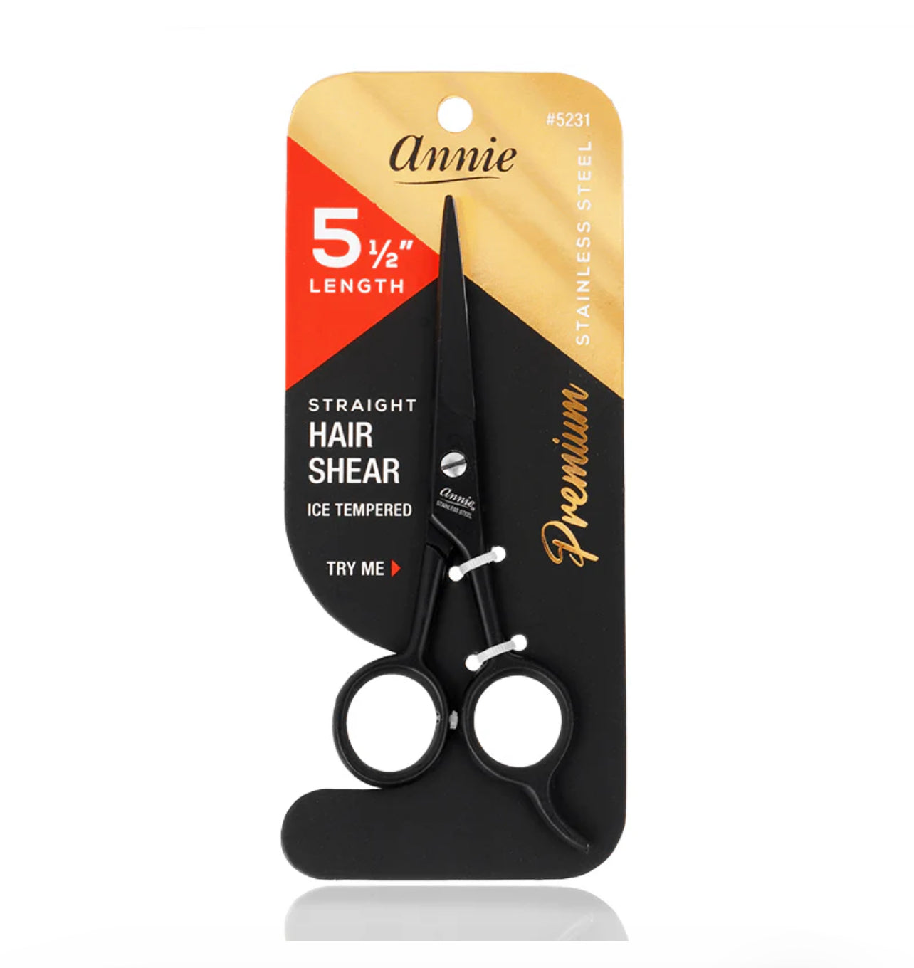 Stainless Steel Straight Hair Shears 5.5 Inch - Black