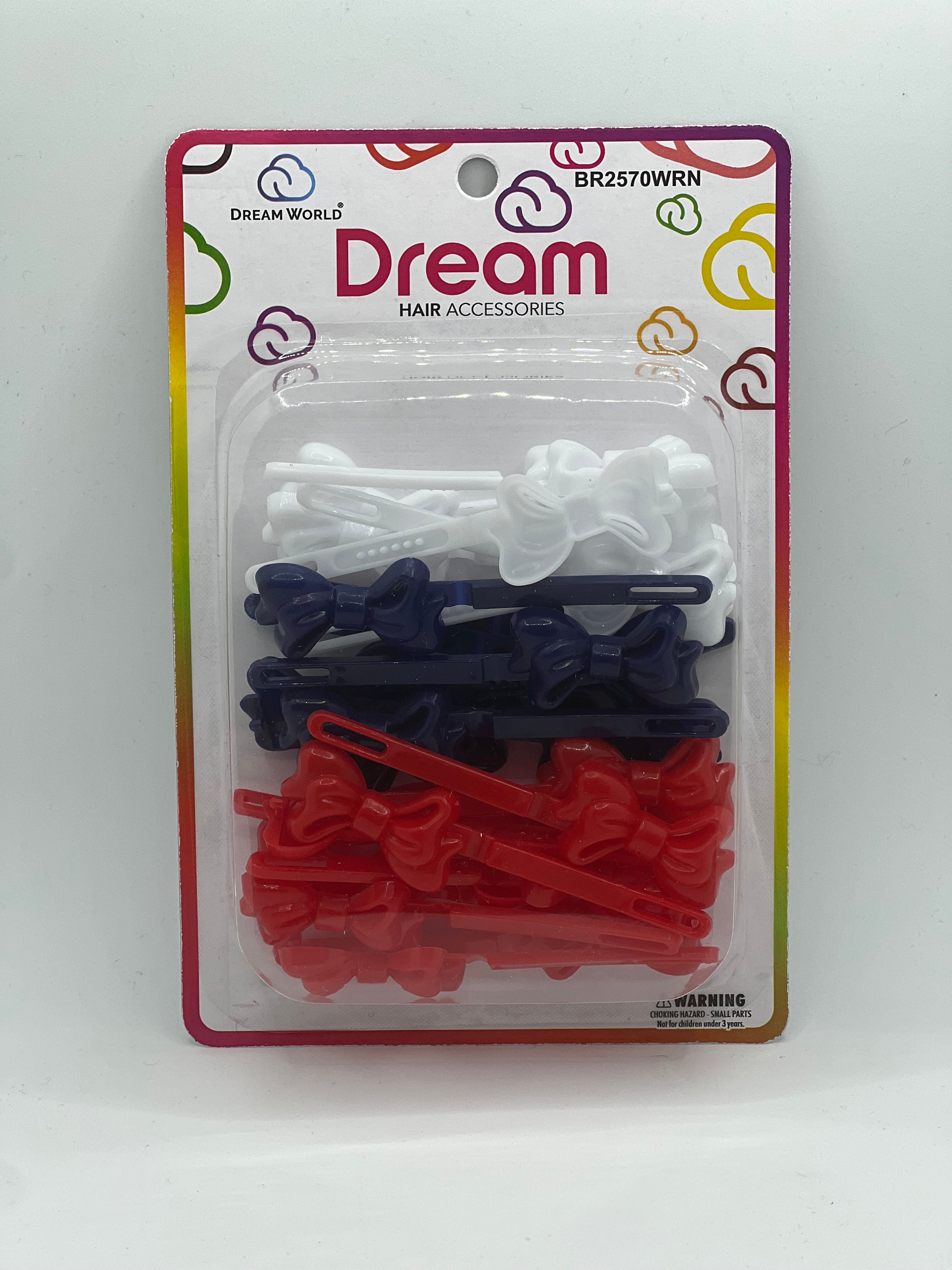 Hair Barrettes - Red, Blue and White