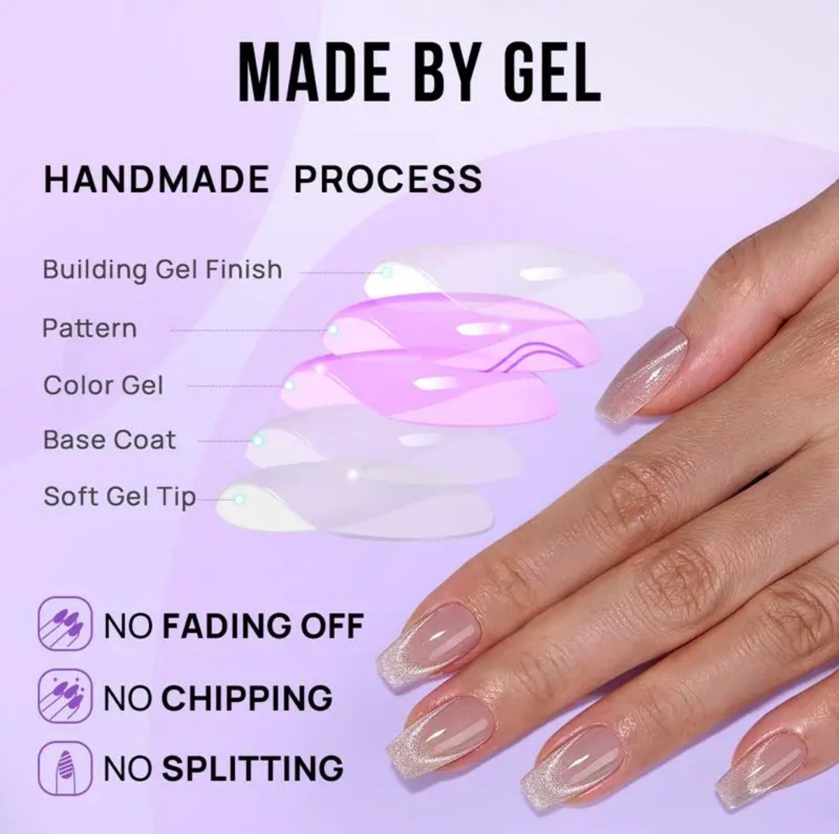 Cat Eye French Tip Press On Nails - Medium
Coffin Press on Nails