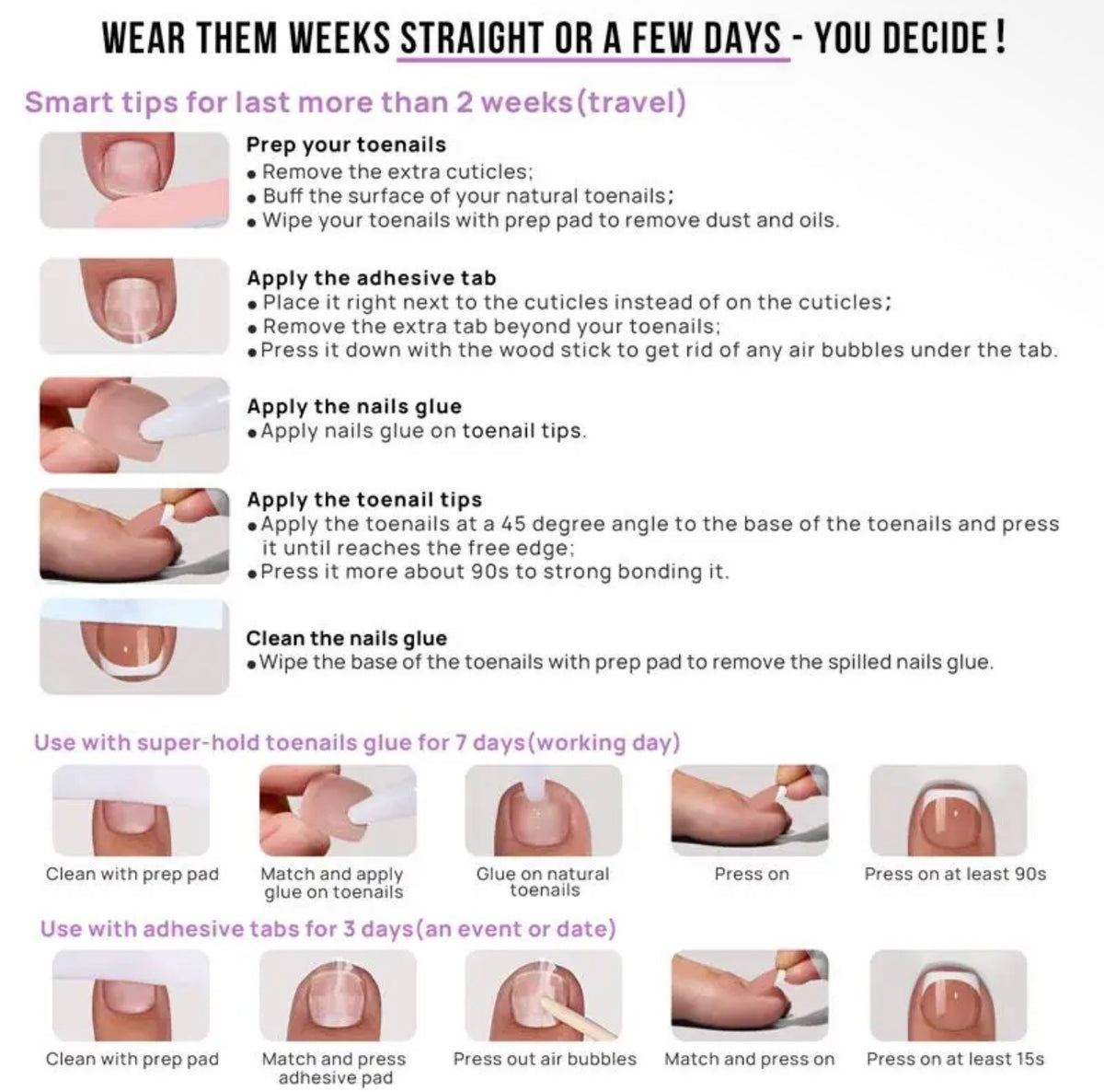 Timeless Grace Press On Toe Nails | Squoval
White French Tip