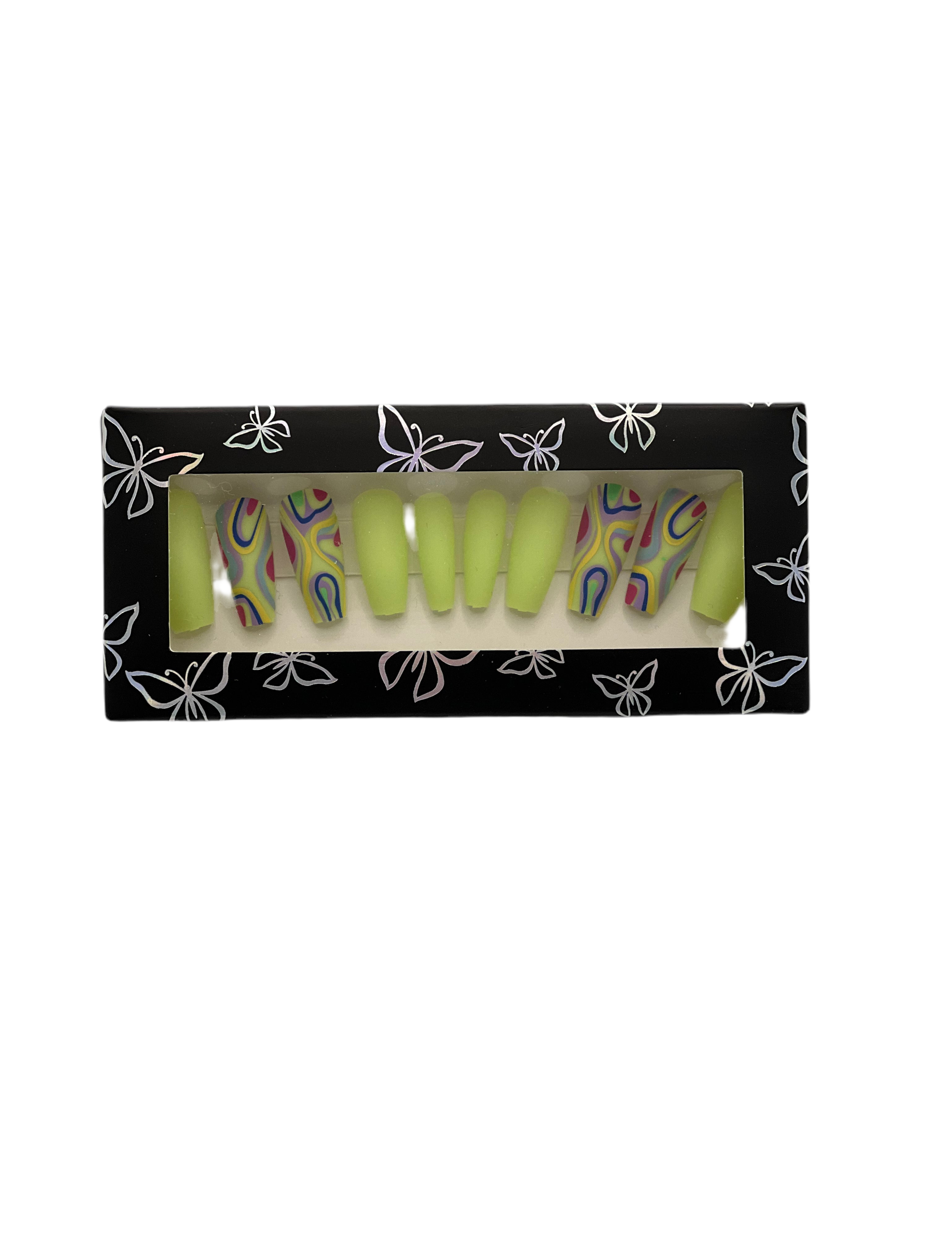 Fluorescent Green Press On Nails