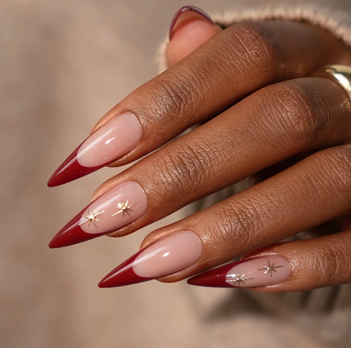 Red French Tip Press On Nails
