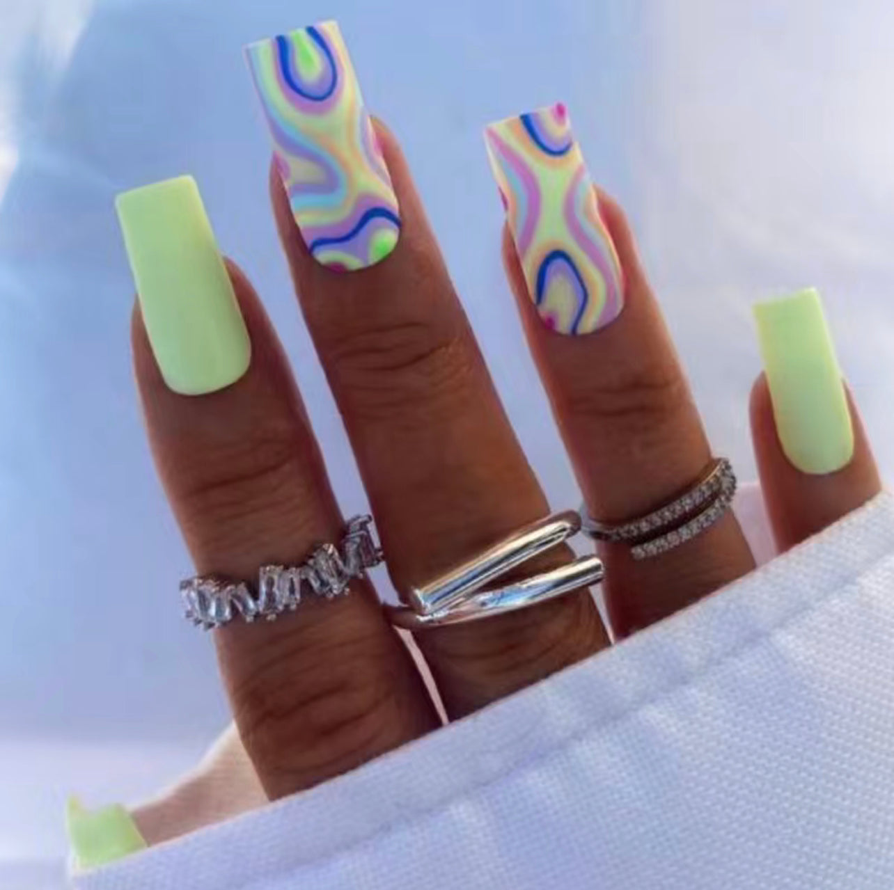 Fluorescent Green Press On Nails