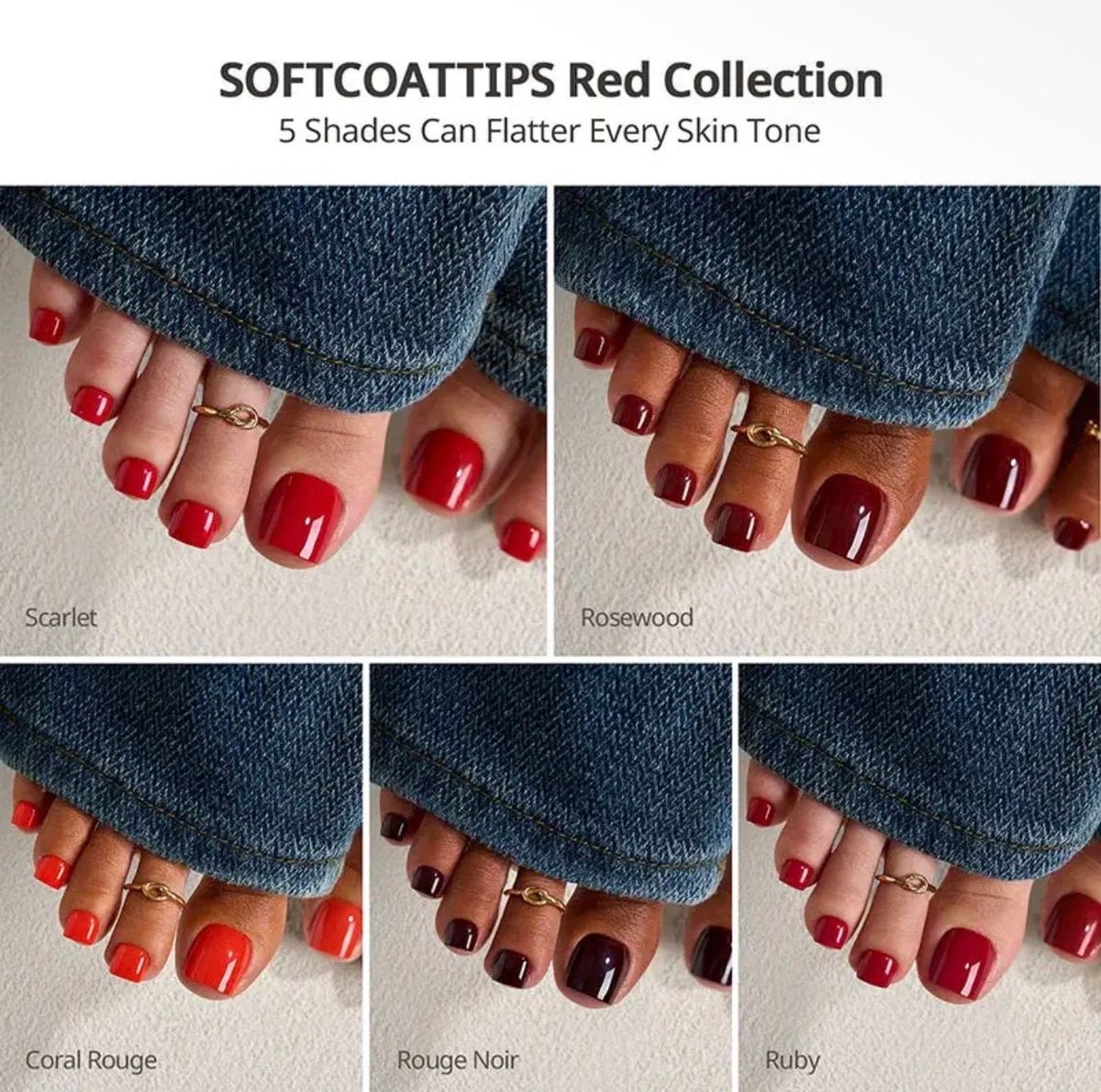 Softcoattips™ Red Collection - Toe Nails