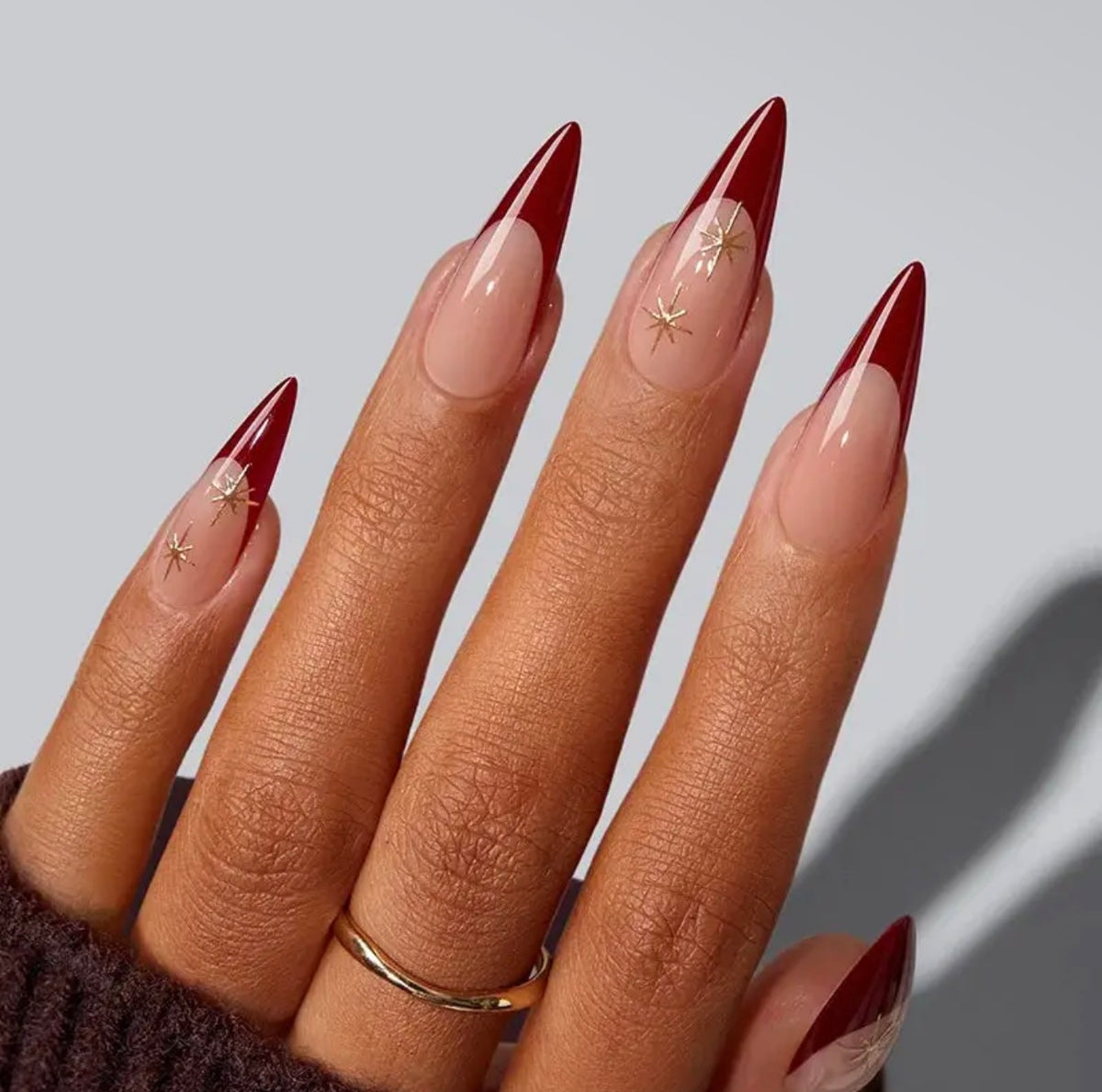 Red French Tip Press On Nails