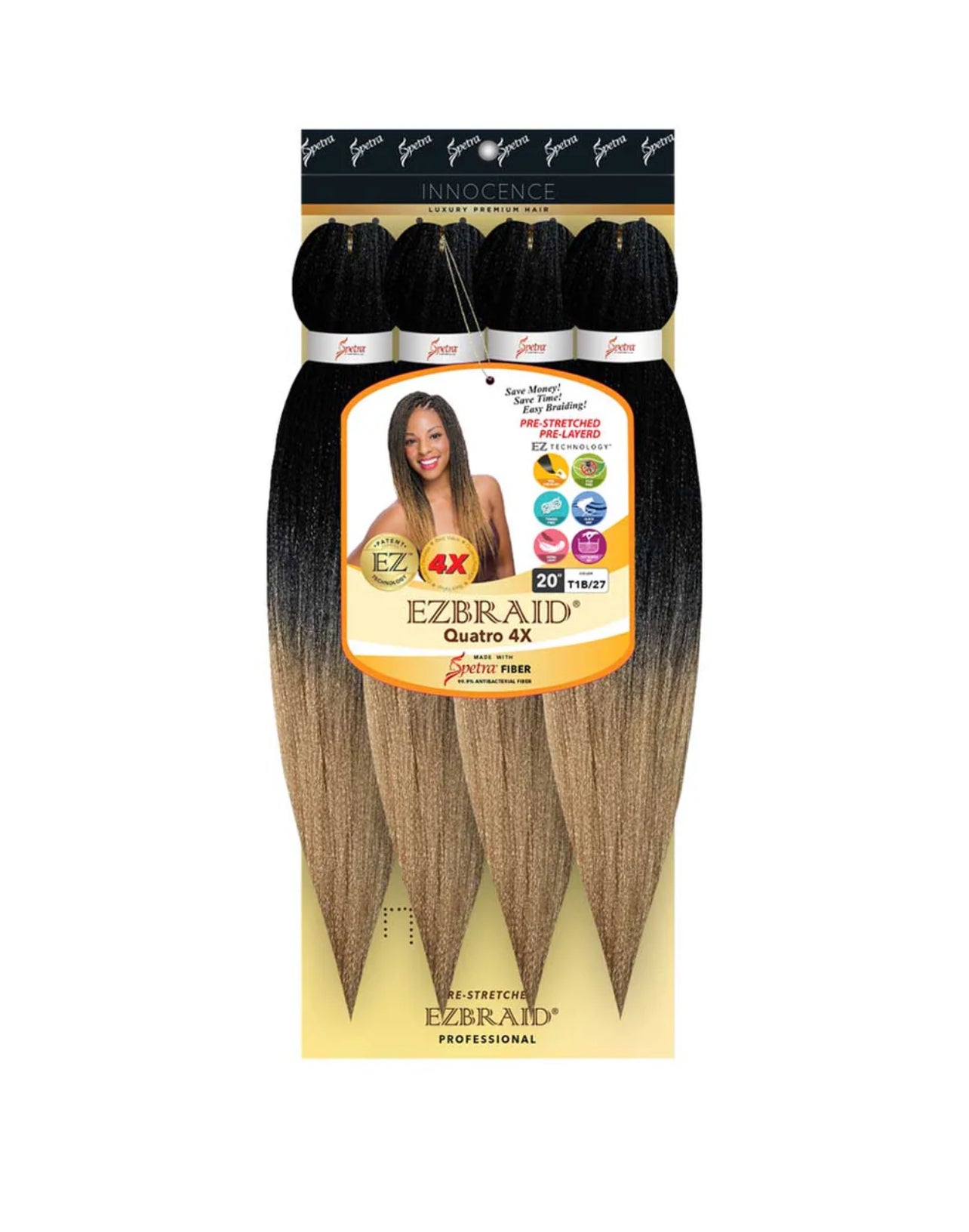 100% Spetra Antibacterial Fiber Braiding Hair EZ-Braid - Multi