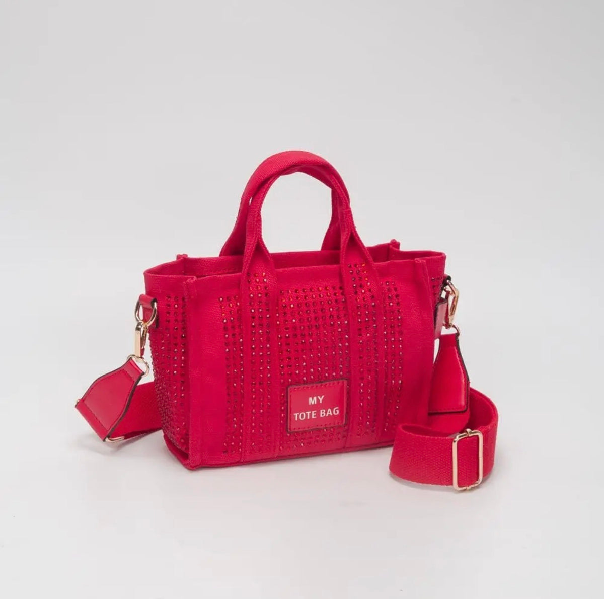Rhinestone Canvas Mini Tote/ Crossbody Bag