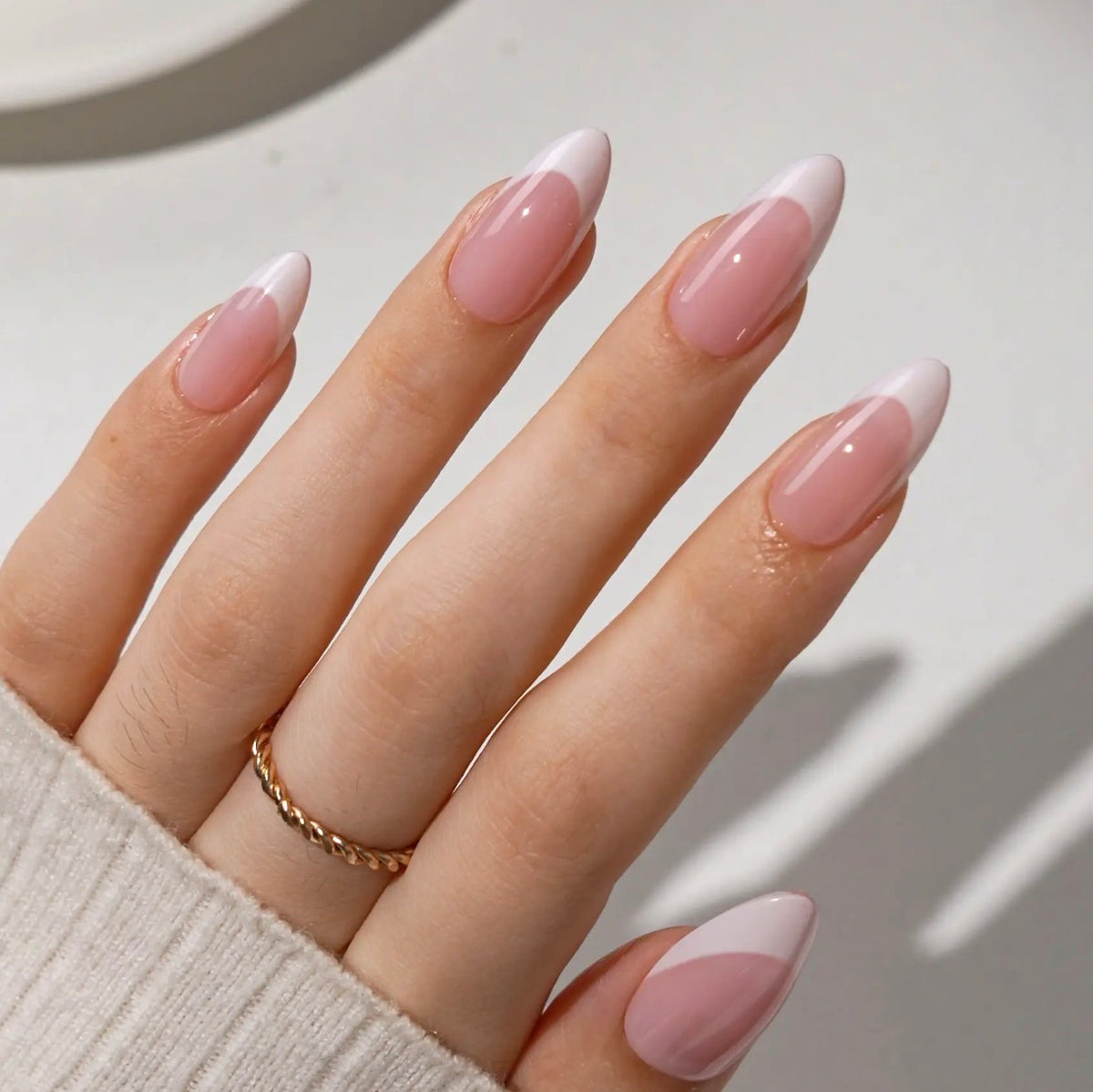 Medium Almond French Tip Nails