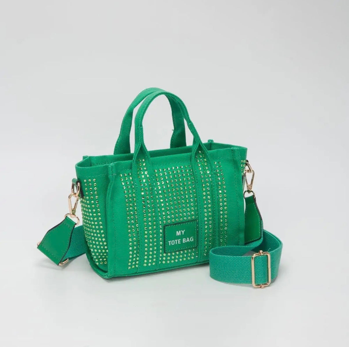 Rhinestone Canvas Mini Tote/ Crossbody Bag