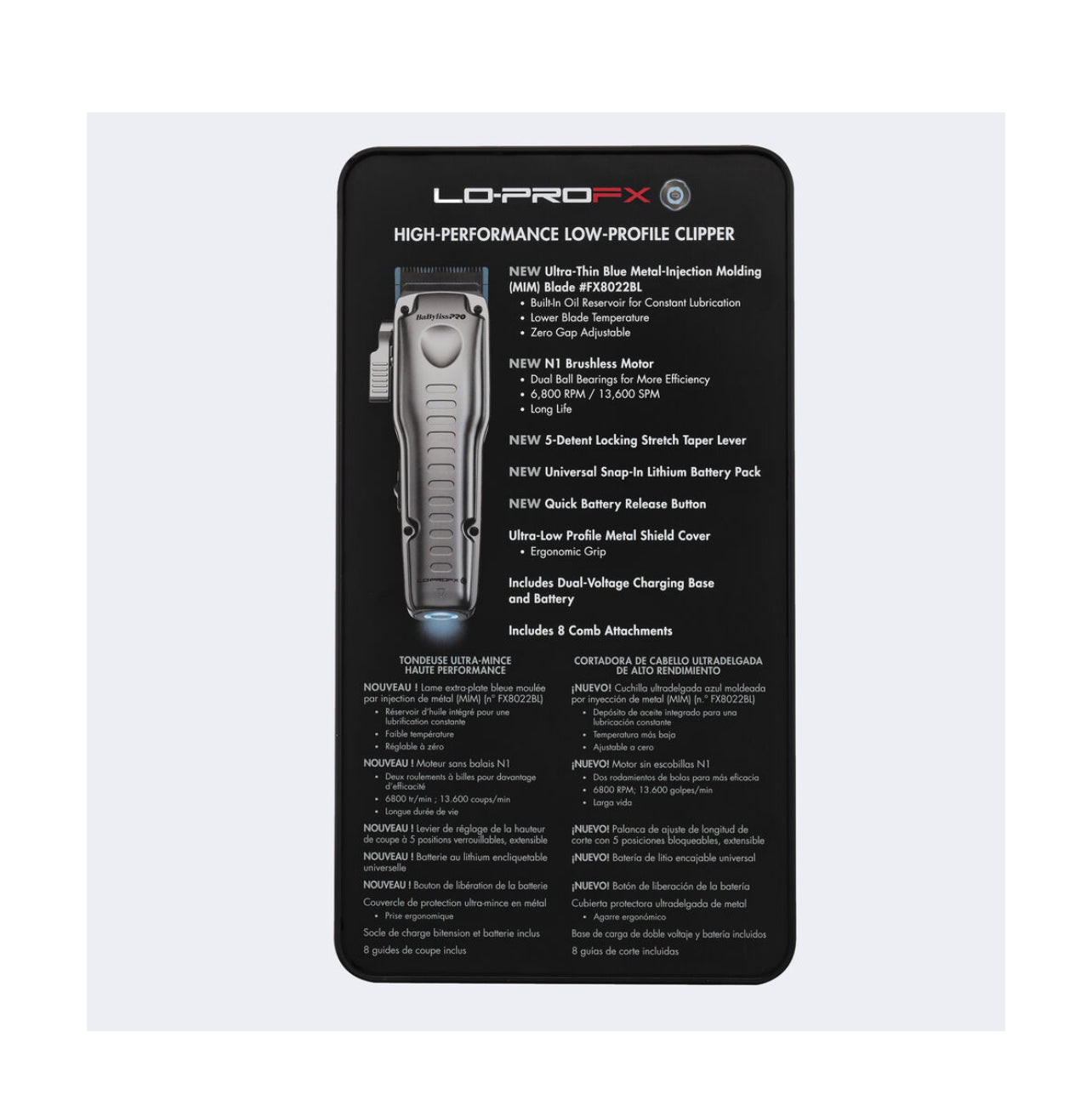 BaBylissPRO® FXONE™ Lo-ProFX High Performance Low-Profile Clipper (Silver)