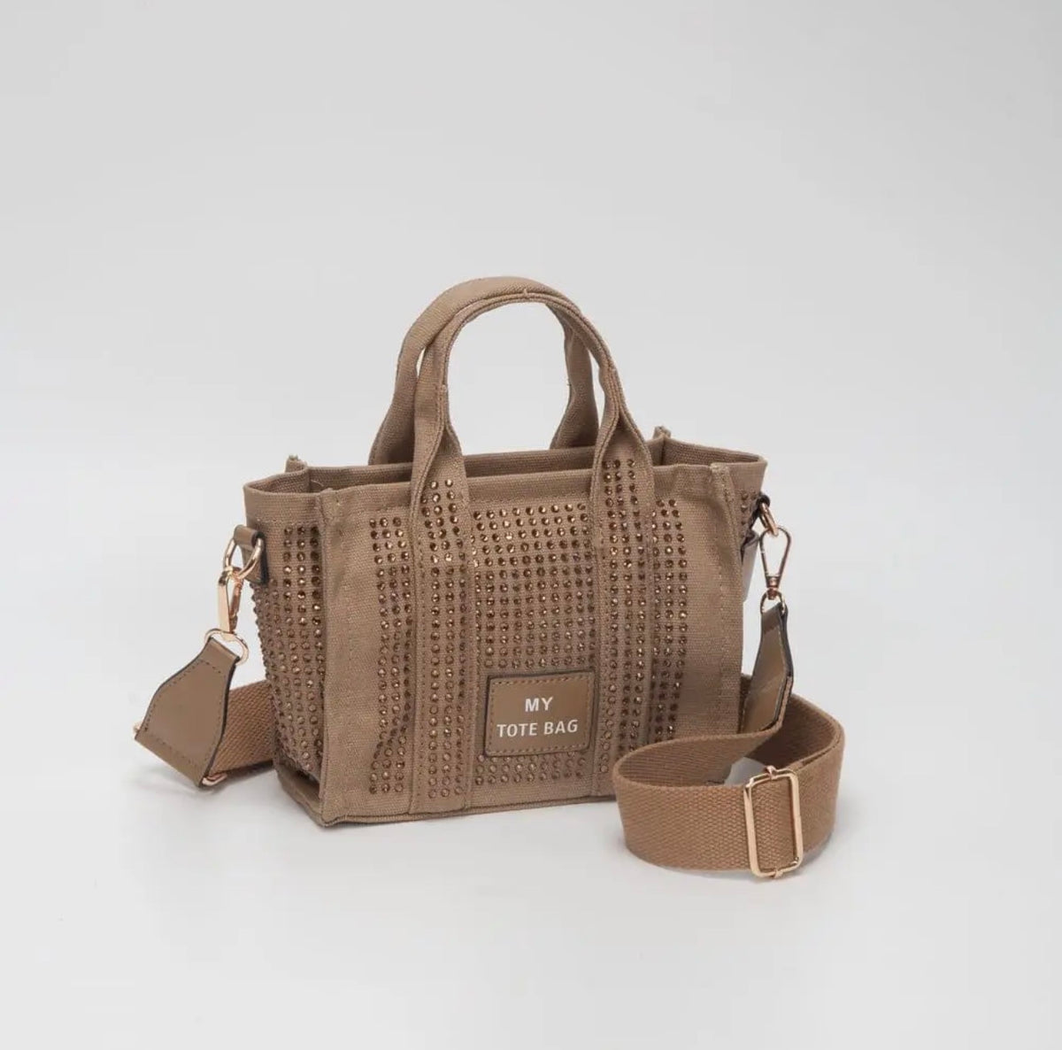 Rhinestone Canvas Mini Tote/ Crossbody Bag