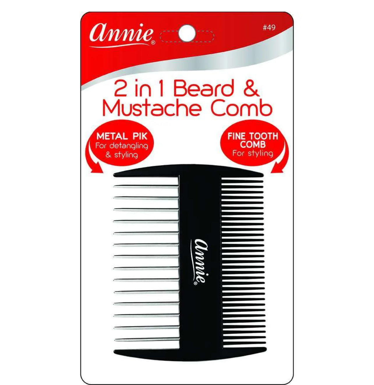 2-in-1 Beard & Mustache Comb - Black