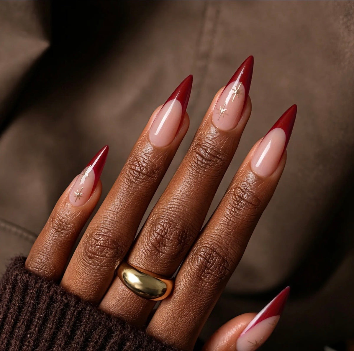 Red French Tip Press On Nails