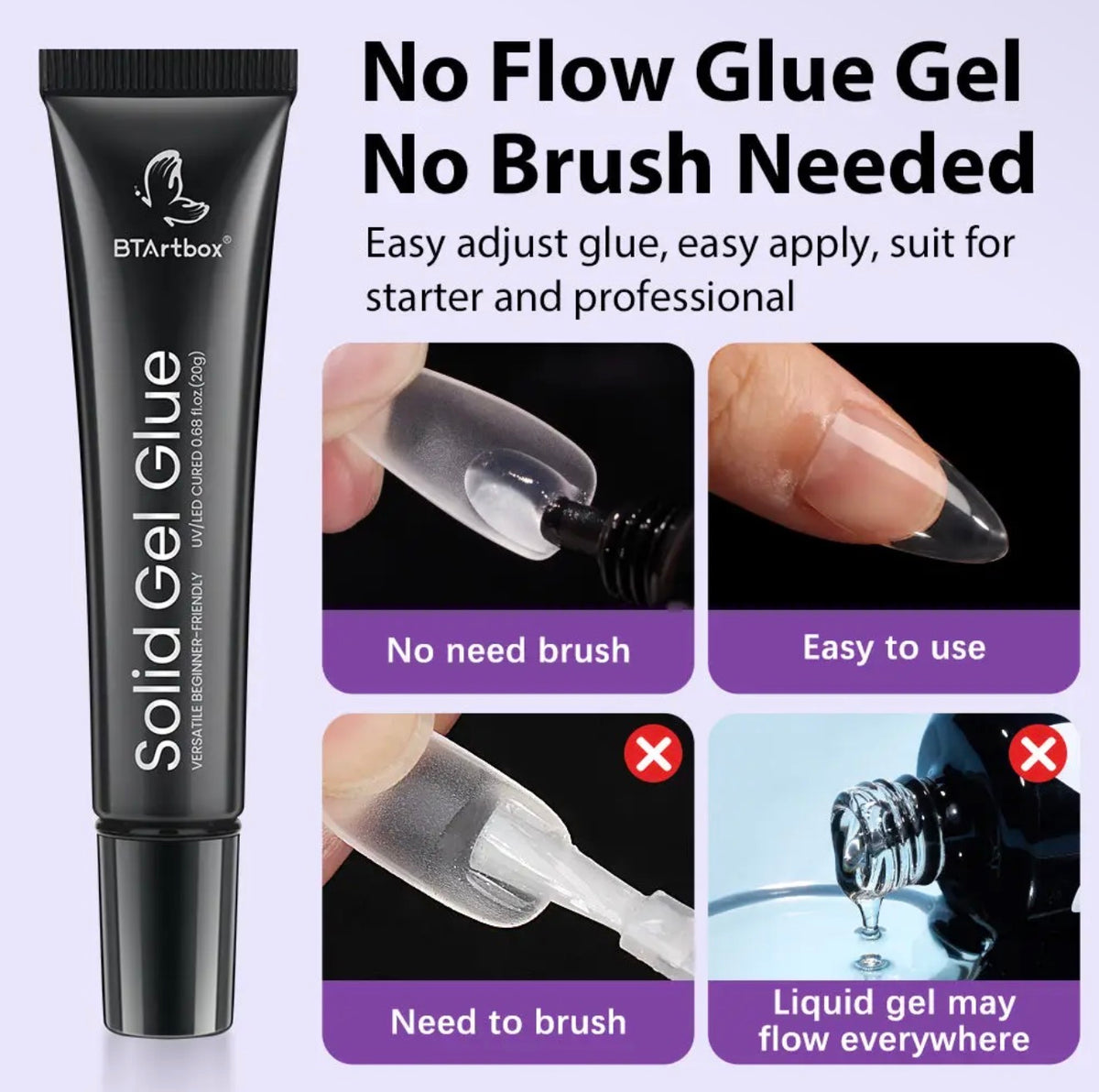 Solid Gel Nails Glue 20g - Strong Adhesive For Press On Nail