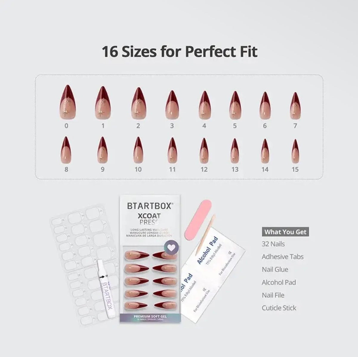 Red French Tip Press On Nails