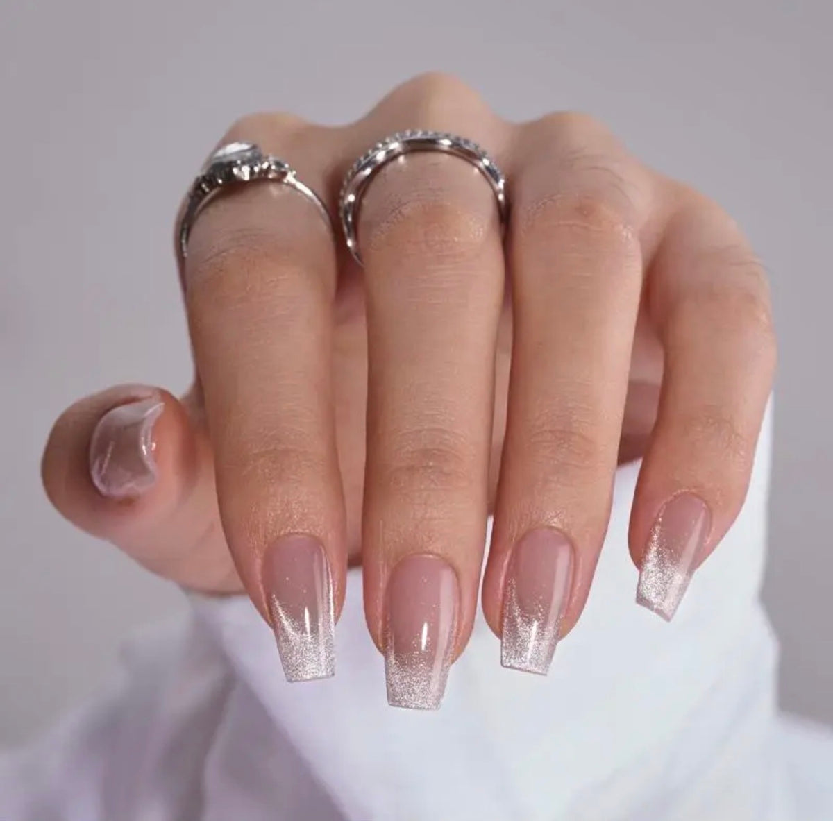 Cat Eye French Tip Press On Nails - Medium
Coffin Press on Nails