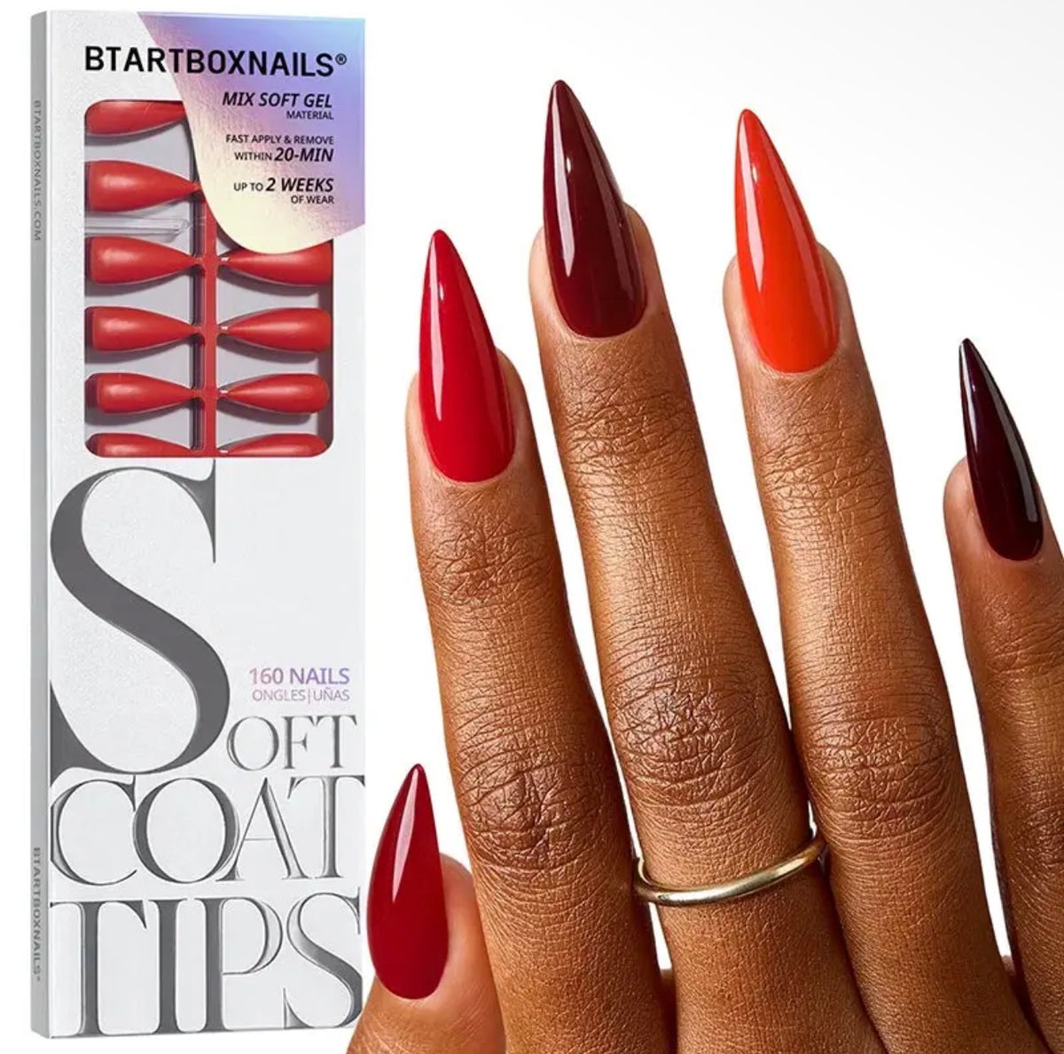 Softcoattips™ Red Collection - Long Stiletto Nails