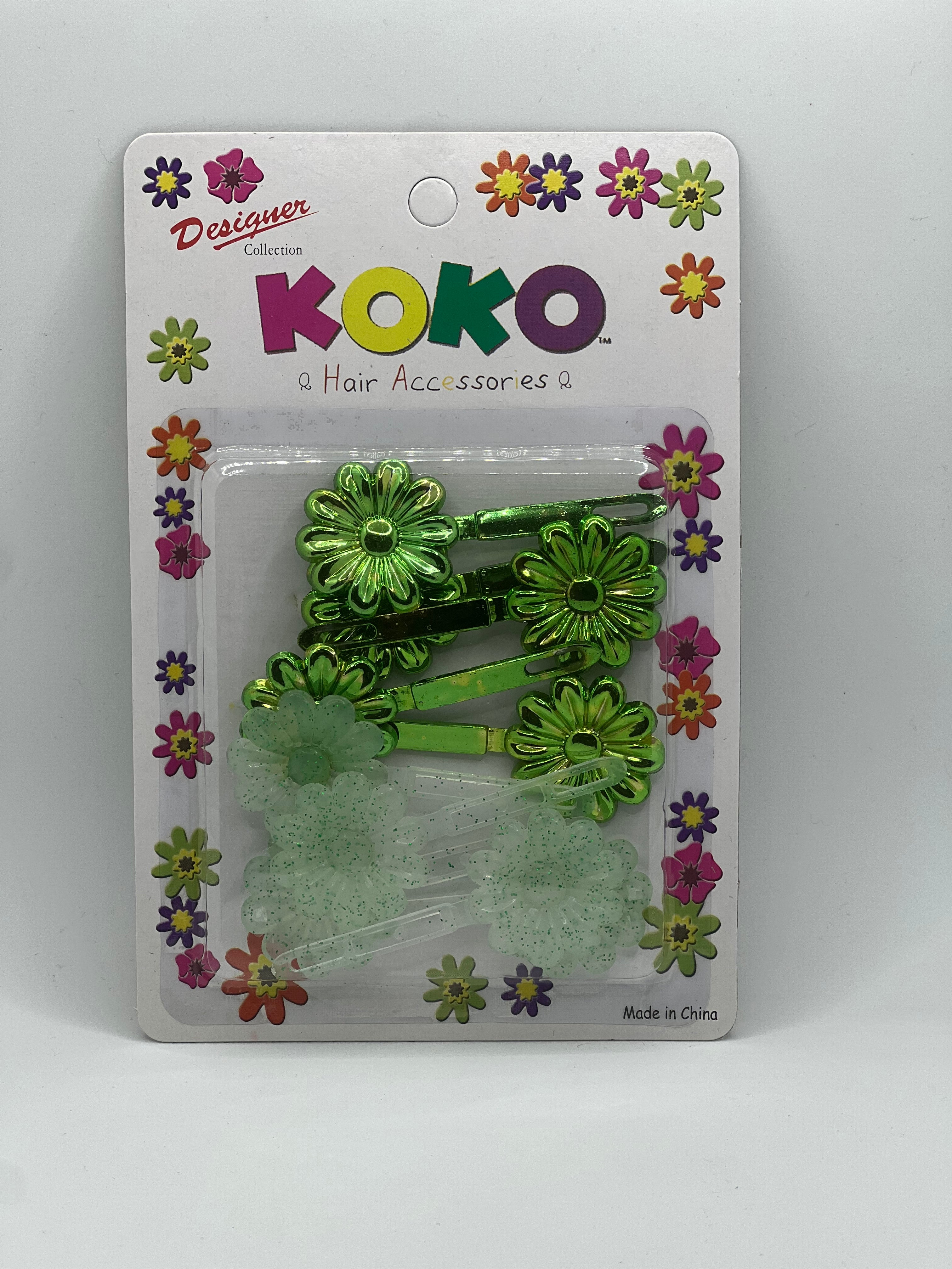 Koko Hair Barrettes - Green Glitter