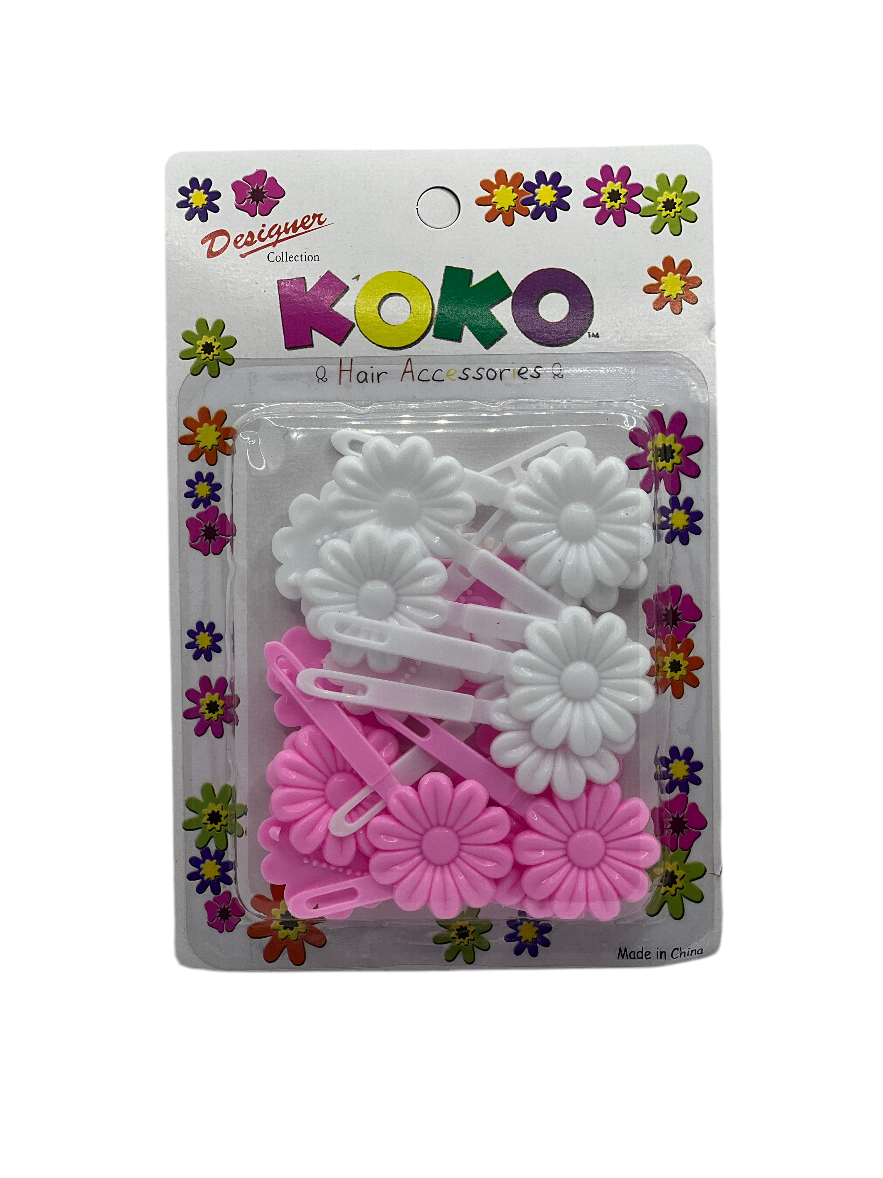 Koko Hair Barrettes Pink and White