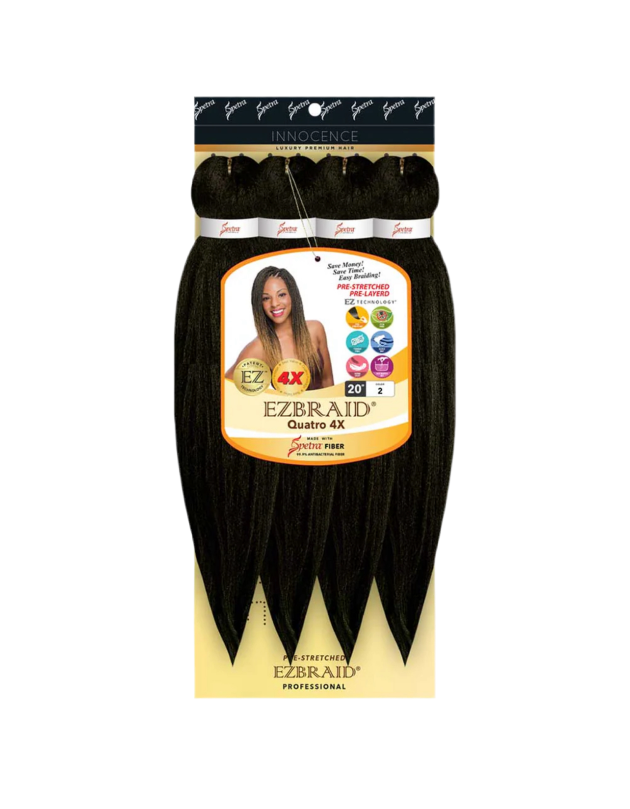 100% Spetra Antibacterial Fiber Braiding Hair EZ-Braid - Multi