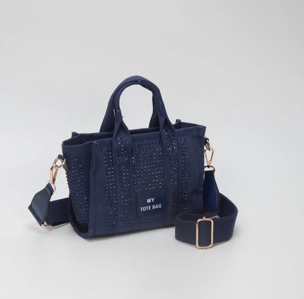 Rhinestone Canvas Mini Tote/ Crossbody Bag