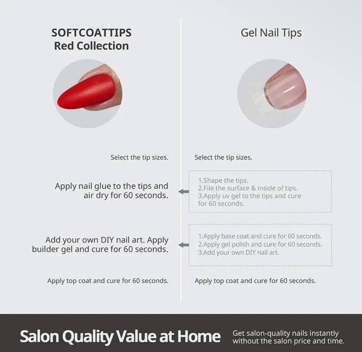 Softcoattips™ Red Collection - Long Stiletto Nails