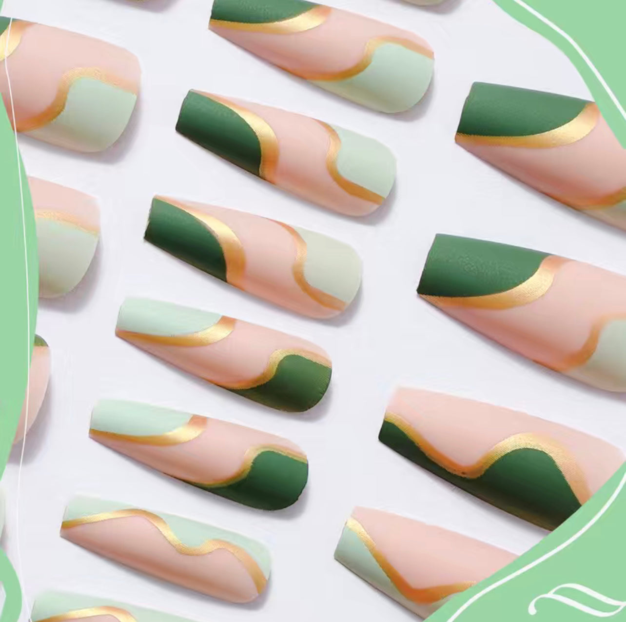 Green Design Press On Nails